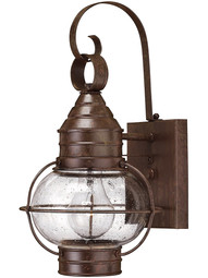 Cape Cod Small Entry Sconce With Clear Seedy Glass in Sienna Bronze.